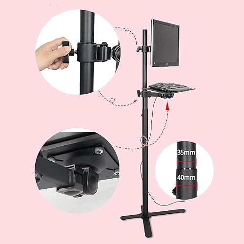 Miniatura 6 de Soporte para monitor con soporte para teclado, altura ajustable, inclinación giratoria, soporta hasta 44 libras