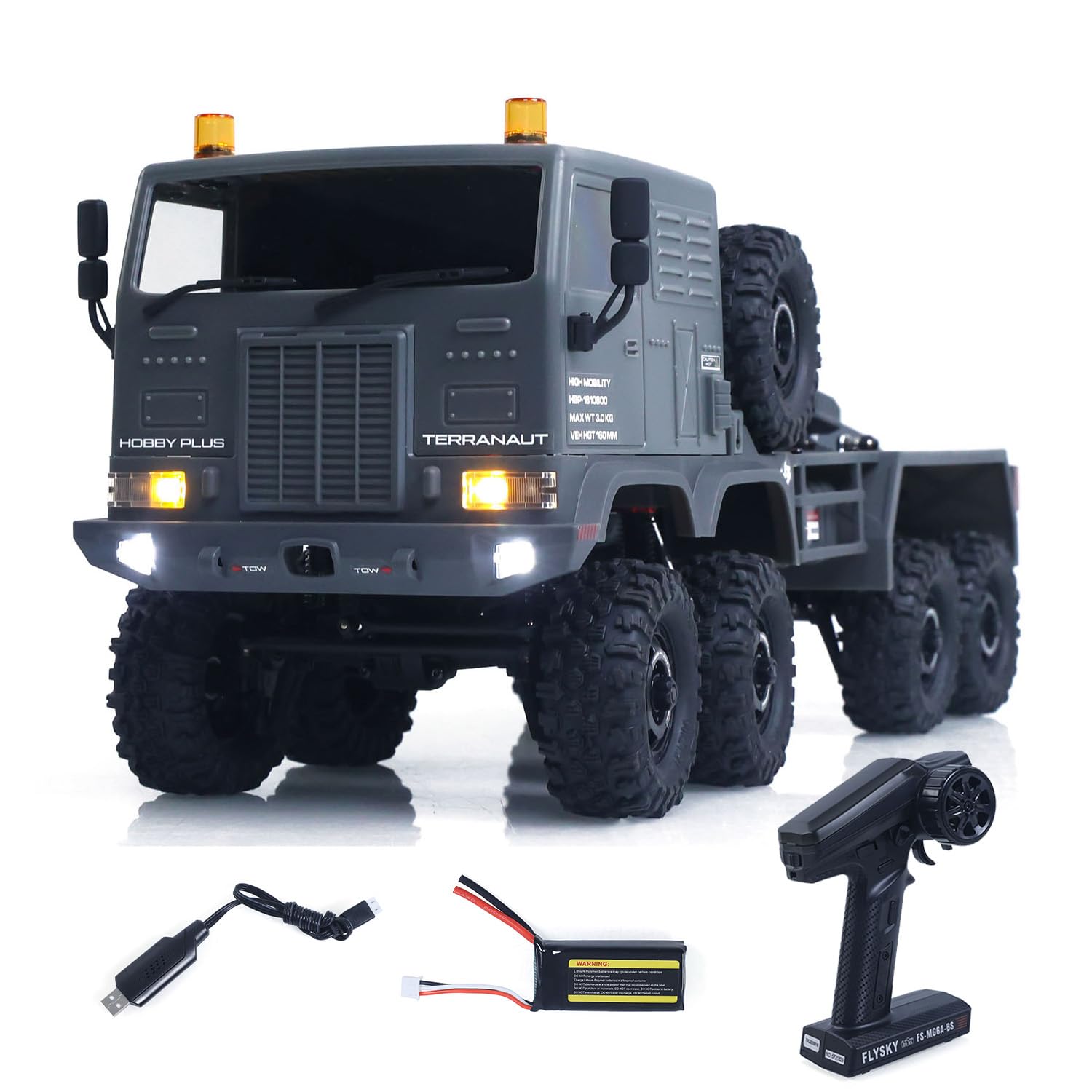 TOUCAN RC HOBBY Deutsches Lager RTR 1/18 Funks teuerung Militär-LKW 8 * 8 RC Off-Road-Fahrzeug 280 Bürsten Motor-5. Rad-Seilwinde Metall Haken Allrad-Lenkung