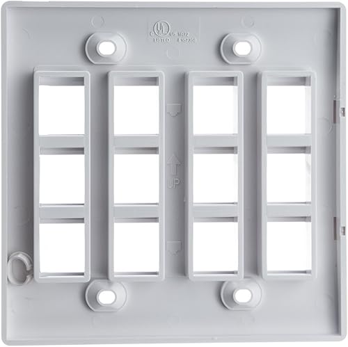 Miniatura 2 de Keystone - Placa de pared de 12 puertos, color blanco (Cat5e, Cat6, coaxial (video), auxiliar (Cat6 para datos, teléfono IP, POTS u otros), doble
