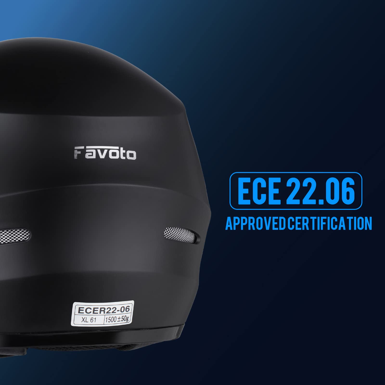 Favoto Casco de Moto Integral – Hombre y Mujer, Certificación ECE, Transpirable y Cómodo, con Visera Transparente Antirrayas y Cierre de Trinquete, para Motocicletas, Negro, L (59-60cm)