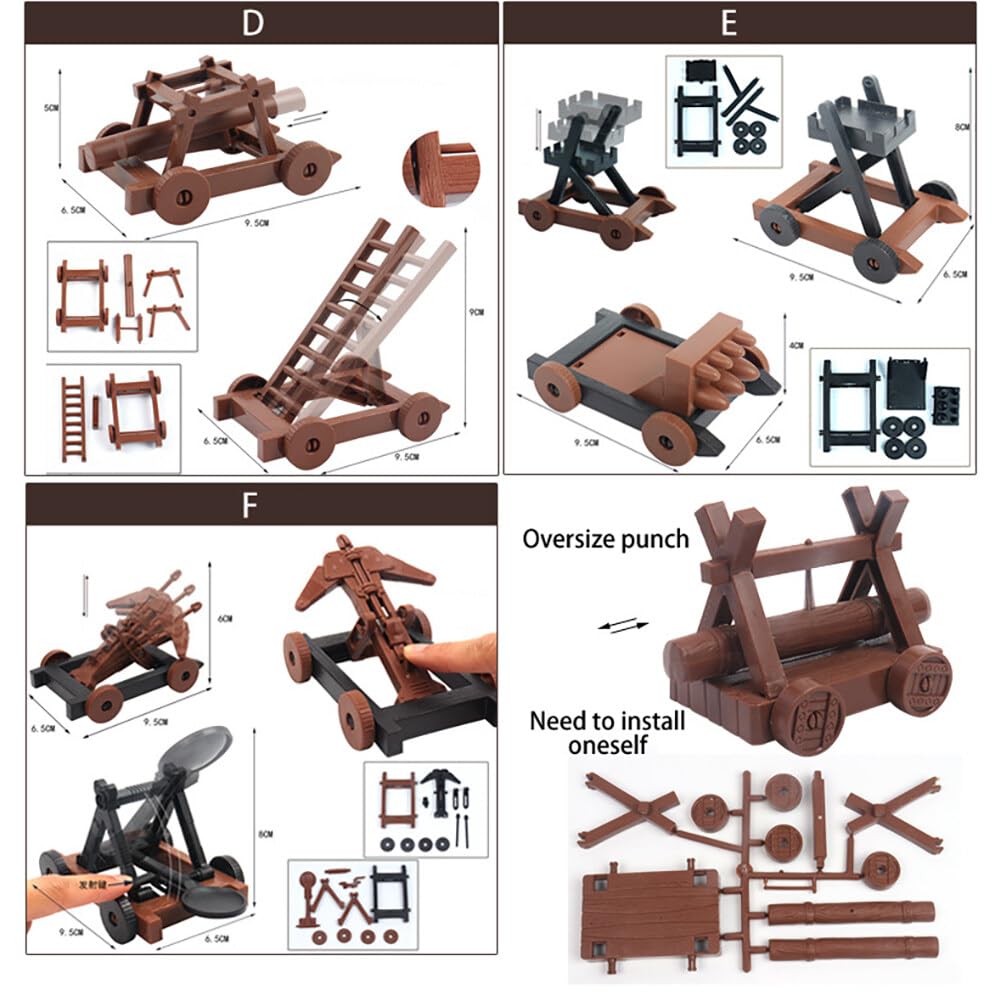 Asudaro Modelo de juguete de caballero romano antiguo DIY modelo de juguete medieval en miniatura incluyendo castillo carro soldado figura medieval caballero plástico figura de acción castillo playset
