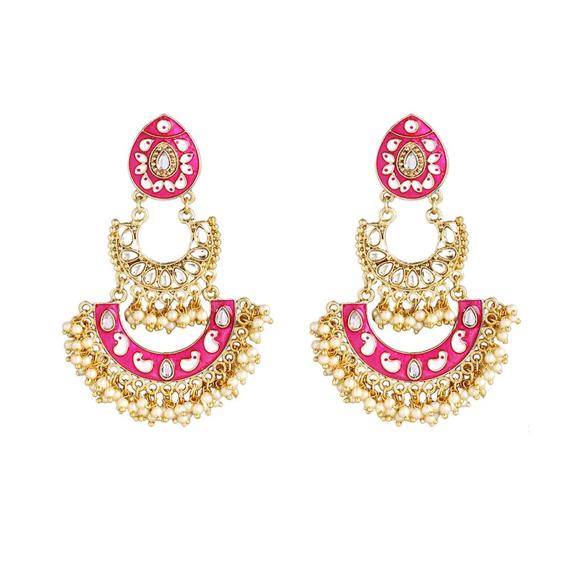 Yellow Chimes Meenakari Chandbali Earrings for Women Ethnic Gold Plated Handpainted Traditional Pink Chandbali Earrings for Women and Girls. (B094W4CWK9) Amazon Price History, Amazon Price Tracker