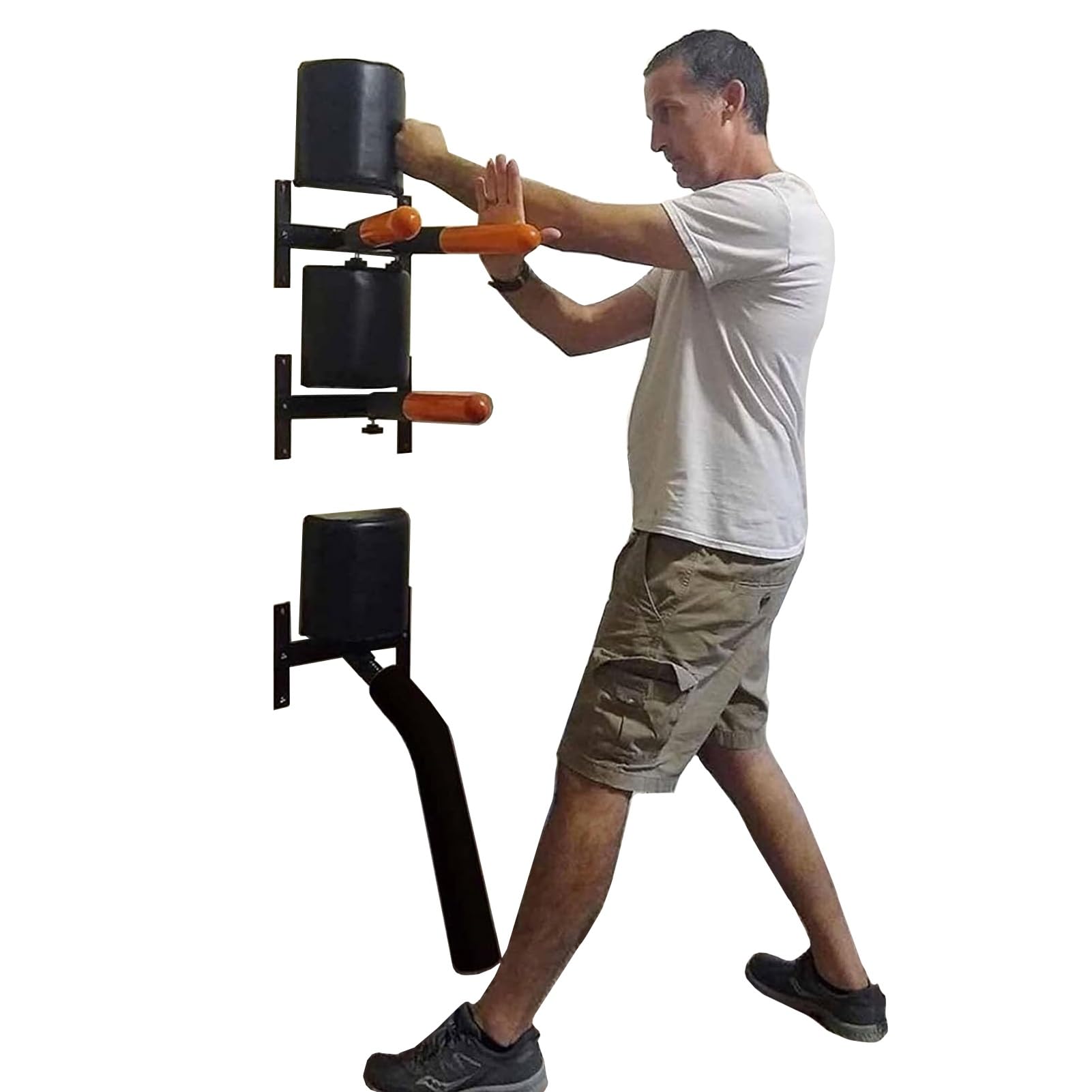 Blazea Wing Chun Dummy Wall Kung Fu Training Equipment, Wing Chun Martial Arts Training Target, Space Saving Wooden Man Pile Alternative, Spring Arms Tai Chi Dummy