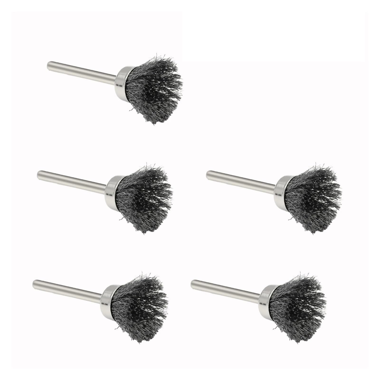 Set di tazze for spazzole metalliche, confezione da 10, for trapano, codolo esagonale 1/4 pollice, acciaio al carbonio grossolano 0,012, ondulato Adatto per lucidatura e levigatura(Type-B 5PCS)