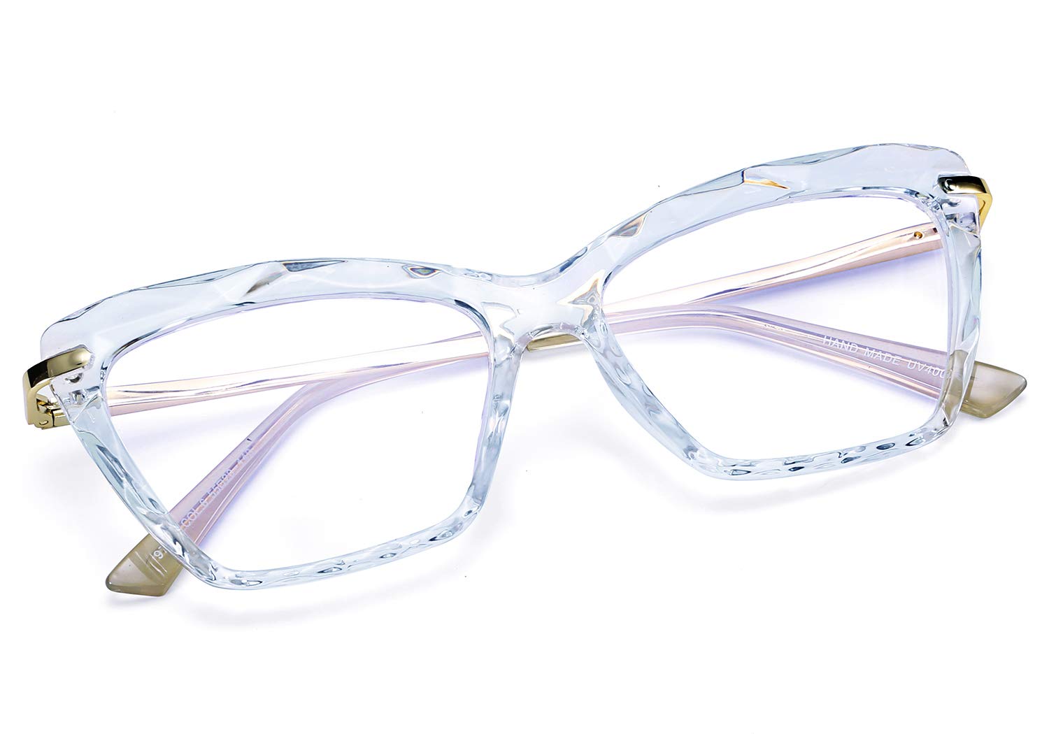 FEISEDY Crystal Cat Eye Glasses Frame Blue Light Blocking Computer Eyewear B2500