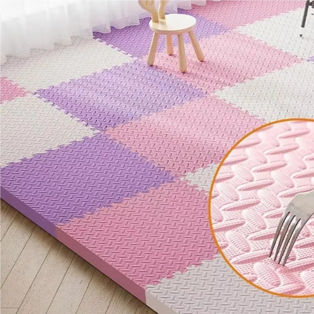 10 Stück 2,5 cm Schaumstoff-Krabbelmatte, Schaumstofffliesen, Schaumstoff-Puzzle, ineinander greifende Spielmatte, geeignet zur Bodendekoration(Red-Yellow)