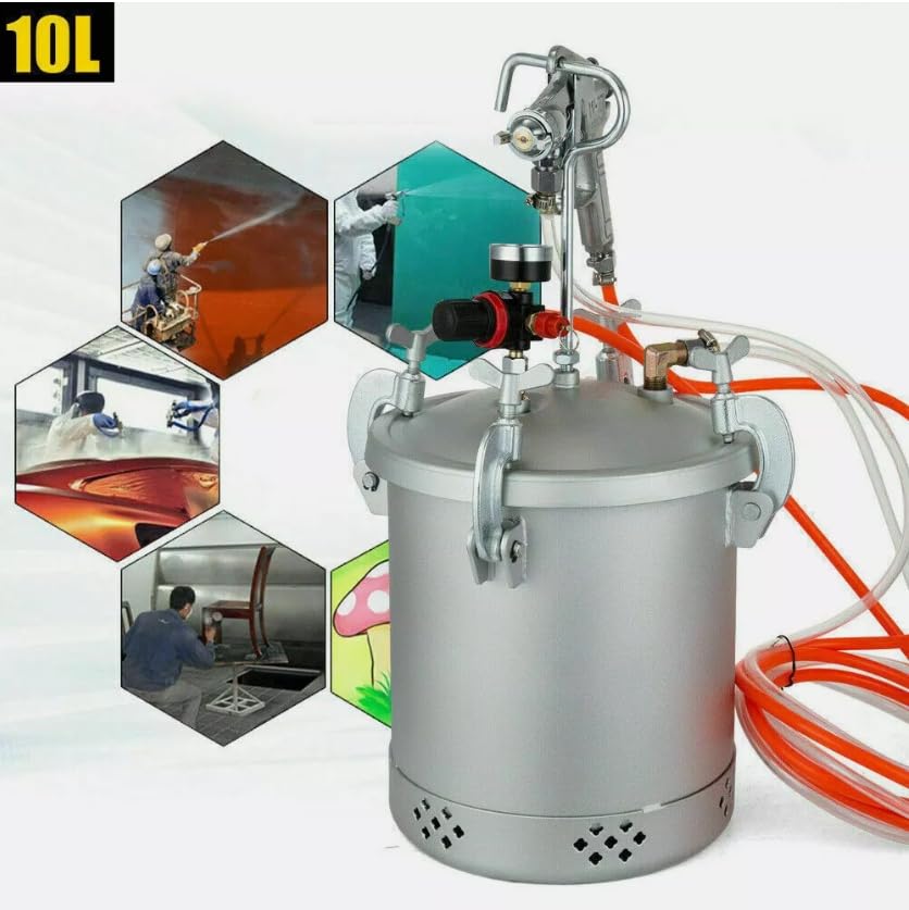 Sistema de pulverización de pintura 10 L Depósito de pintura 50 – 80 psi, recipiente a presión ajustable, recipiente de presión, pulverizador, pintor y barnizador, pulverizador
