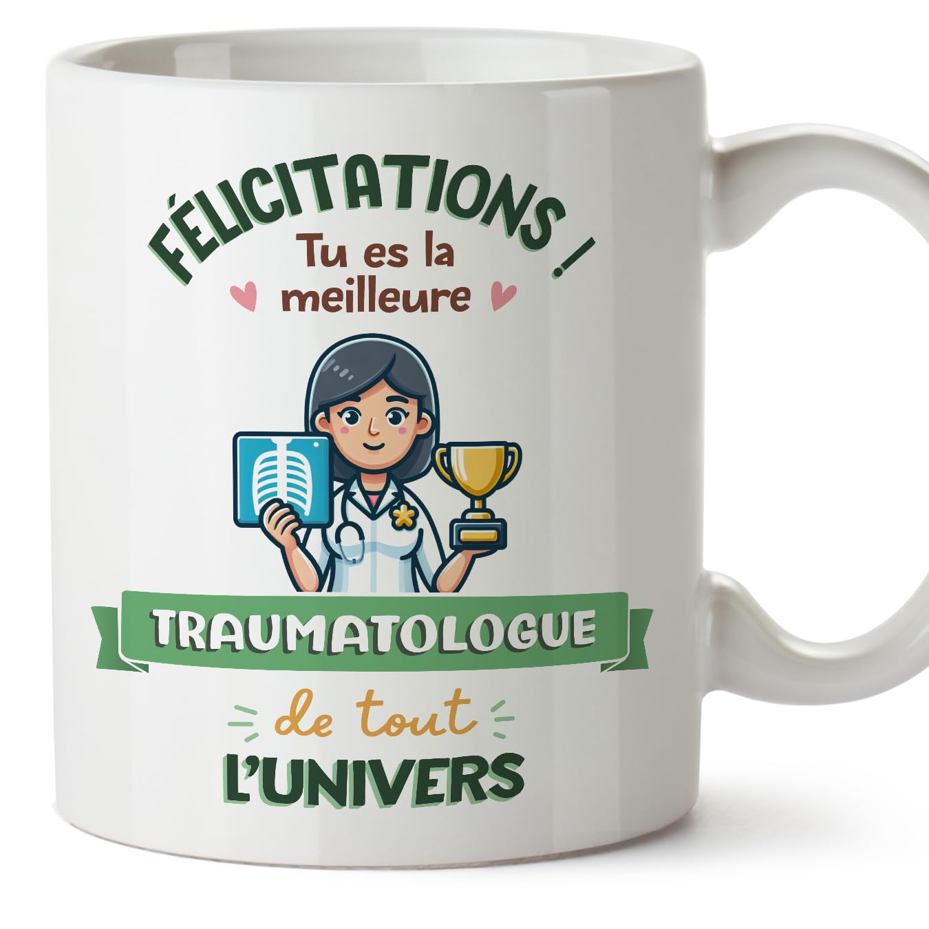 MUGFFINS TRAUMATOLOGIST Woman Mug - in French - Meilleur Univers Trophée - Funny Gift for Colleagues - Ceramic 11oz Mug — image 1