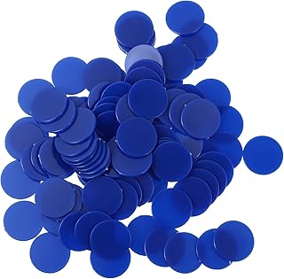 NUOBESTY 100pcs Small Plastic Learning Counters Disks Bingo Chip Counting Discs Markers Mathematics Teaching Aids for Math Practice and Poker Chips Game (Blue)