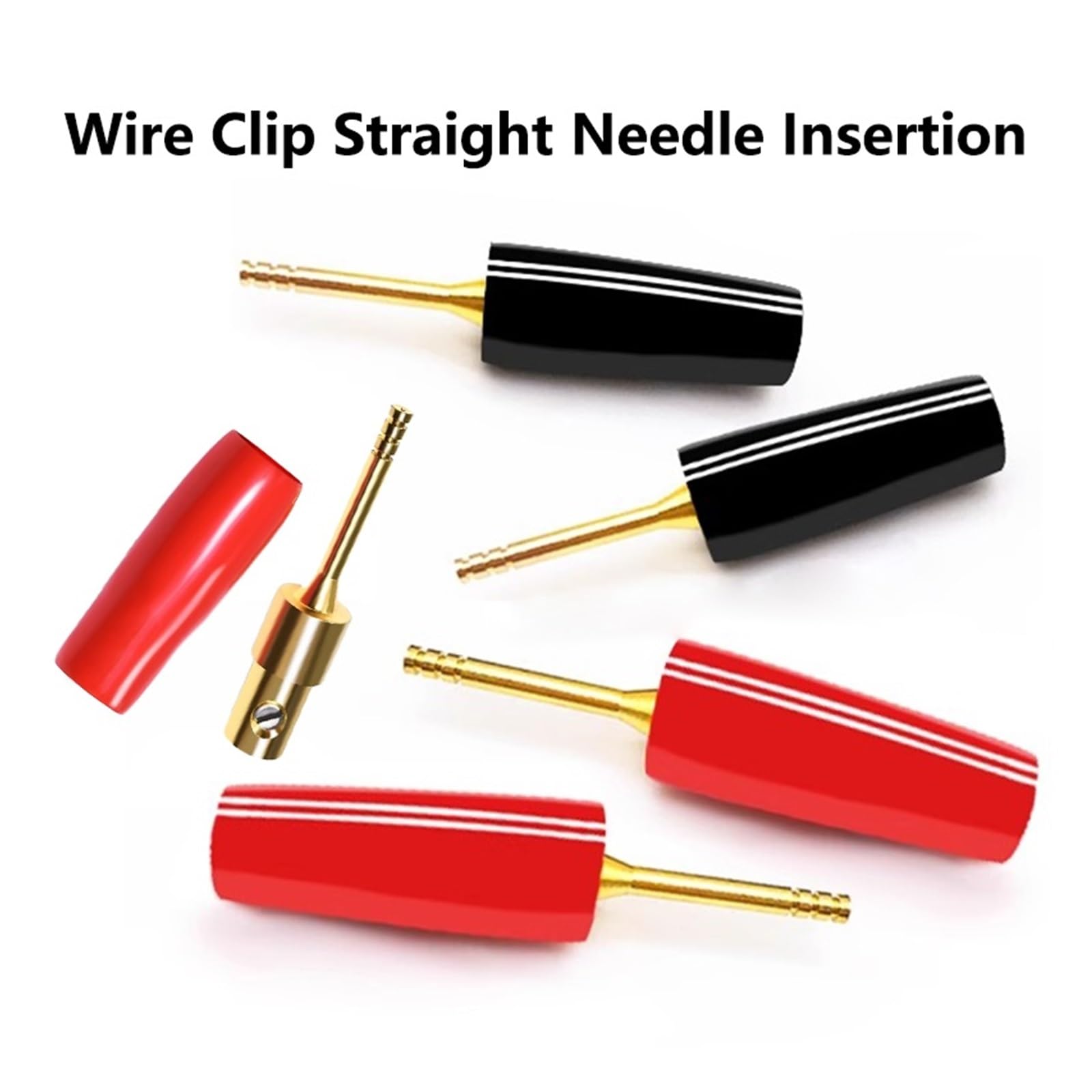 20 pièces 2mm plaqué or Type de vis petite broche de prise connecteur de câble de haut-parleur en cuivre mâle droit(20 Black)