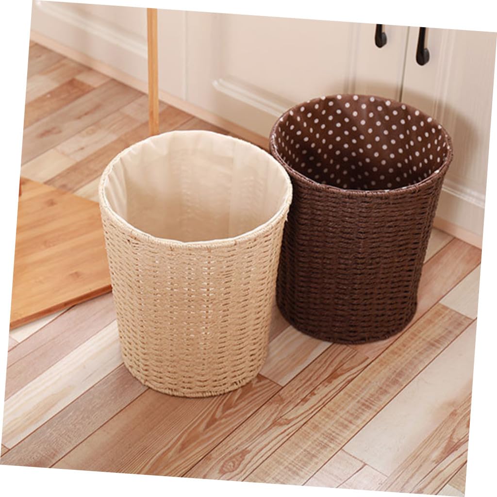 Rattan Woven Trash Basket Sundries Storage Bin with Liner Sturdy Wastebasket for Kitchen Living Room Bedroom Home Organization Random Color Random Color