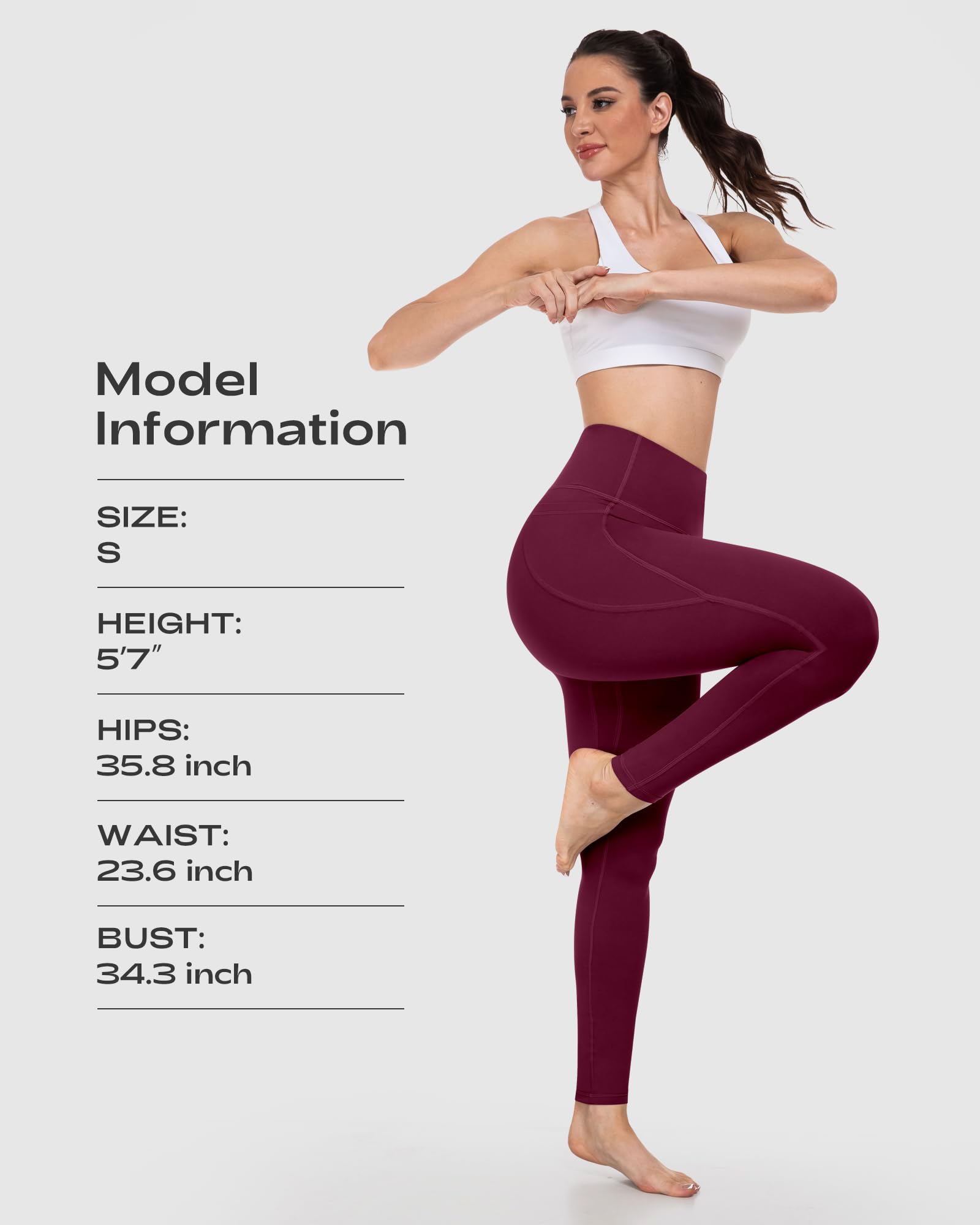 Leggings con bolsillos para mujer, control de abdomen, cintura alta, suaves, para entrenamiento, atletismo, correr, yoga, gimnasio — view 6