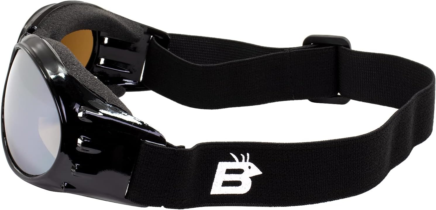 Birdz Eyewear Padded Motorcycle Riding Goggles 2 Pairs Black Frames with Clear Mirror & Driving Mirror Lenses - Image 8