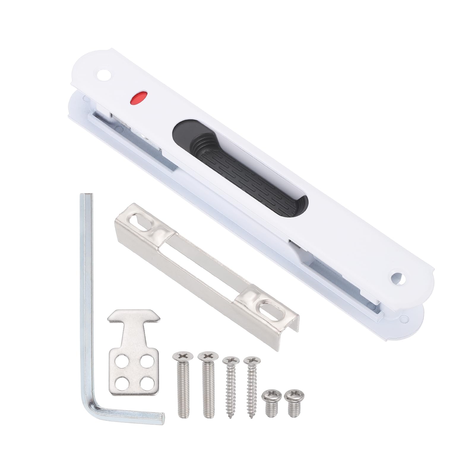 PATIKIL Sliding Door Double Sided Hook Lock (Fit 0.98"-1.1" Thick, White), Flush Mount Sliding Glass Door Lock, Suit for Kitchen/Bathroom/Balcony Aluminum Doors Windows โ image 1