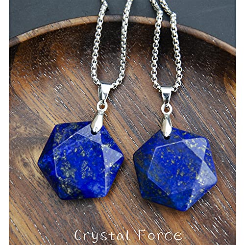 Genuine Lapis Lazuli Hexagram Star Necklace Healing Crystal Pendant, Adjustable Natural Gemstone Necklace Reiki Quartz Jewelry for Men Women4