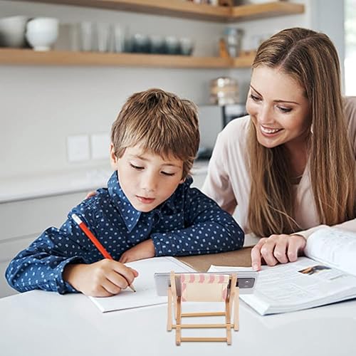 Miniatura 6 de WEBEEDY 3 unids soporte para teléfono celular de lona de madera silla de cubierta de playa plegable soporte de teléfono celular 3 estilos mini silla