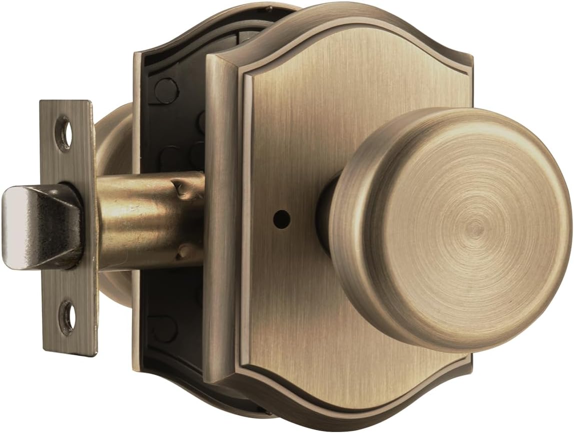 Brushed Gold Door Knobs Interior for Closet Dummy | Zinc Camelot Trim, Fixed Knob as Decoration