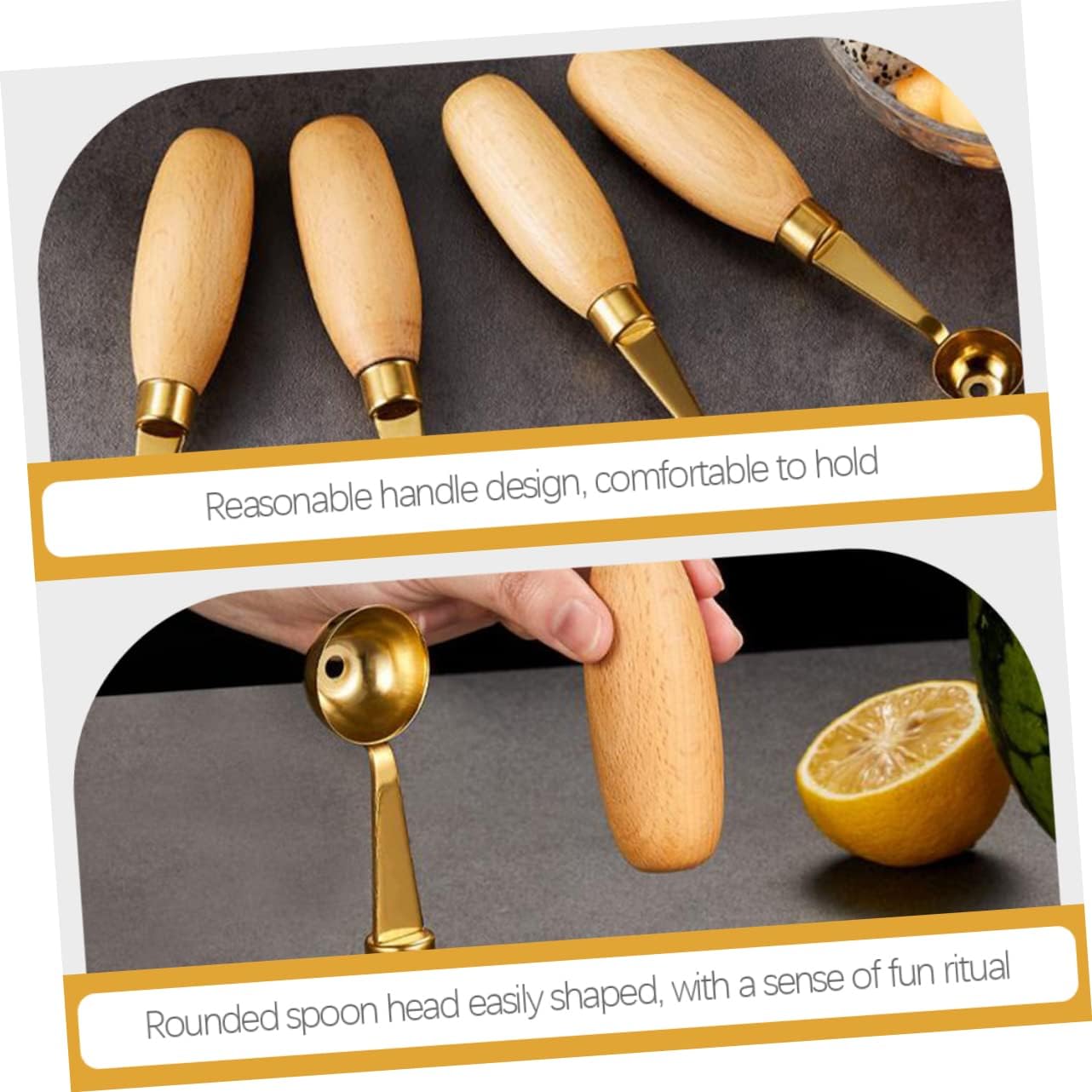 ULTECHNOVO 4Pcs Melon Baller Scoop with Ergonomic Design for Watermelon Cantaloupe Fruit Ice Cream Scooping Kitchen Tool Gift