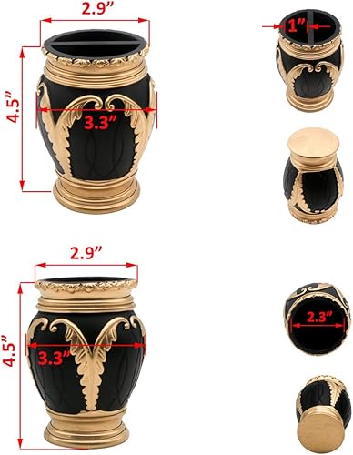 Miniatura 3 de LUANT Juego de accesorios de baño de 4 piezas, incluye vaso, soporte para cepillo de dientes, jabonera y dispensador de jabón, negro con dorado