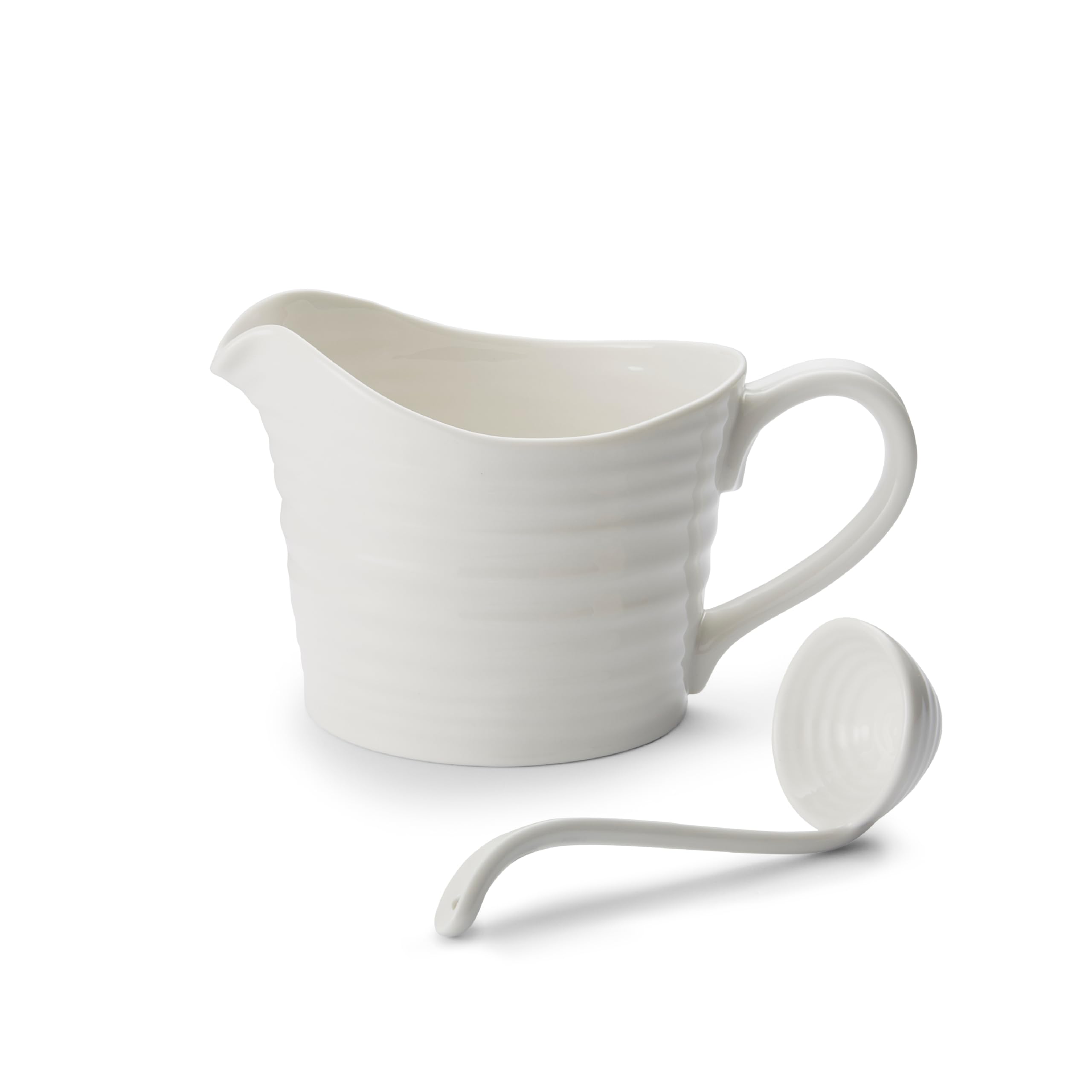 Portmeirion Home & Gifts Sophie Conran Weißer Mini-Saucenkrug und Schöpflöffel-Set (Weiß, 18,5 x 11 x 13 cm)