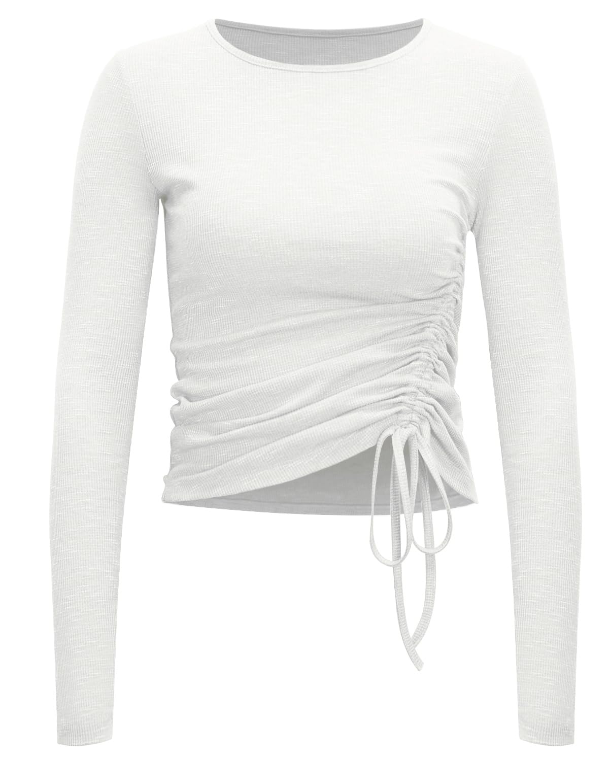 Zengjo Womens Long/Short Sleeve Workout Tops Ruched Side Yoga Atheltic Shirt Slim Fitted