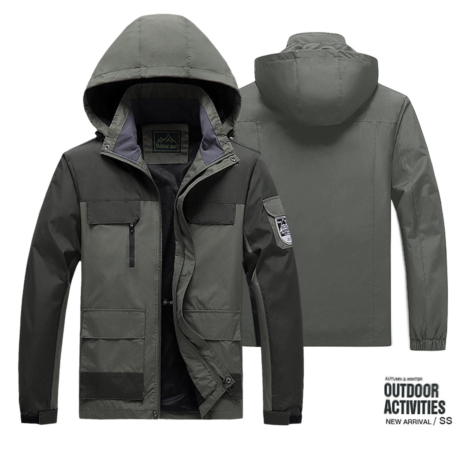 Manteau Hiver Homme Ski de Ski Polaire Imperméable Chaud d'hiver Zippé Blouson Veste Militaire avec Capuche Amovible Randonnée Matelassée Coupe-Vent Parka Montagne pour Voyage