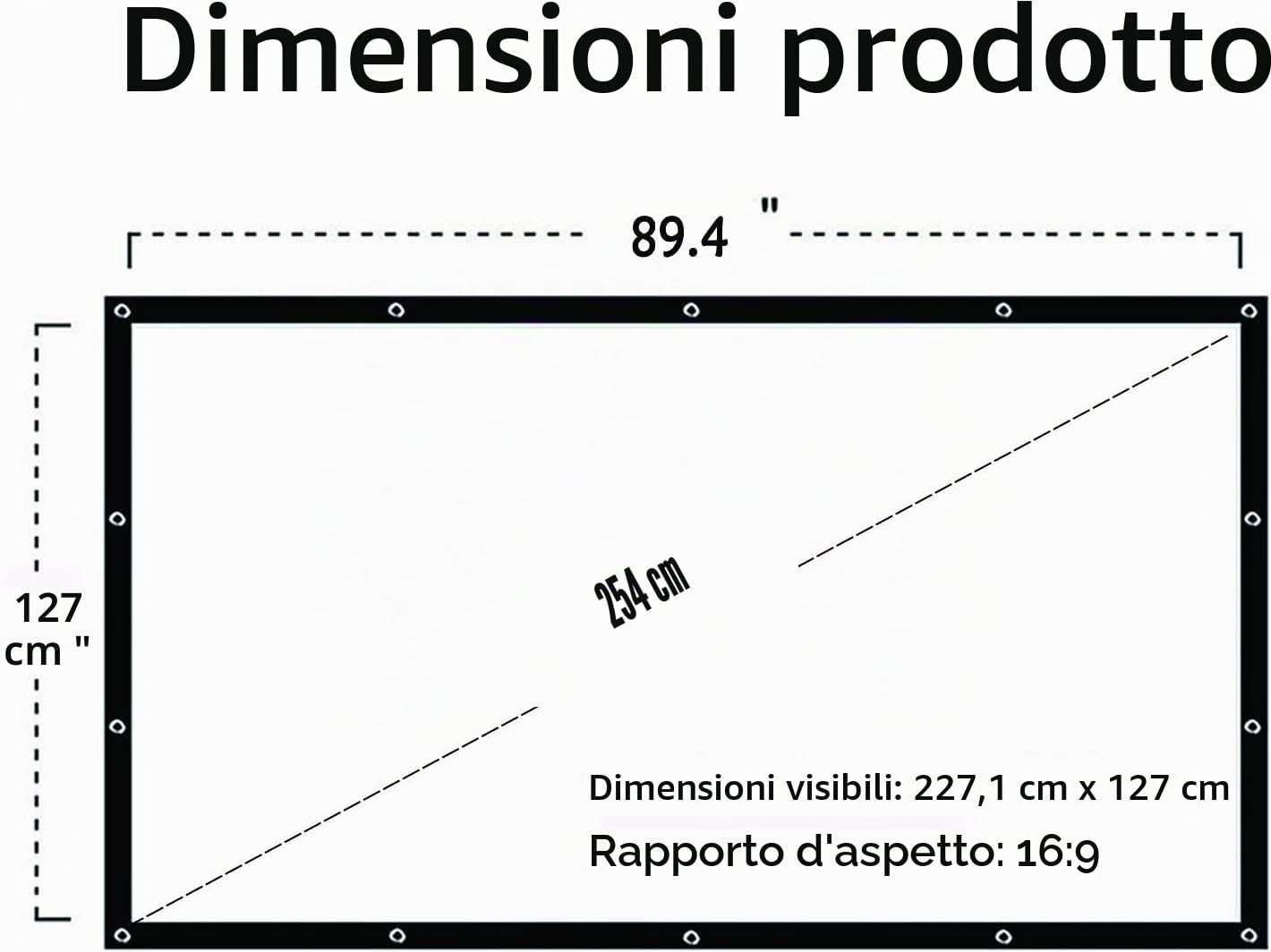OWill Telo Proiettore 100 Pollici,16: 9 HD Pieghevole Schermo Proiettore,Anti Rughe Portatile Lavabile,Doppia Faccia Telo per Proiettore per l'interno del cinema dell'Home Theater Campeggio