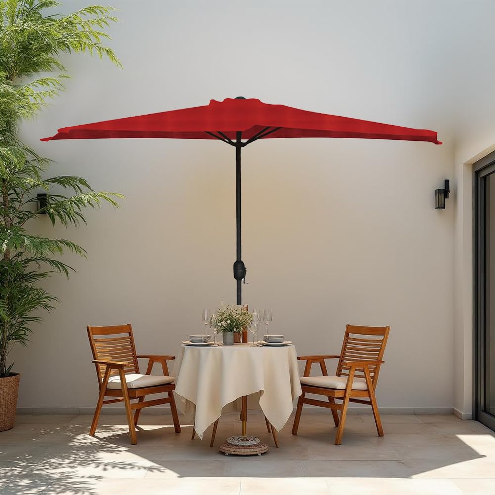 Ombrellone Mezzaluna 300x150x250h cm, da Muro e Parete, Palo Ø38 mm, Protezione UV, Idrorepellente, Parasole Ombra