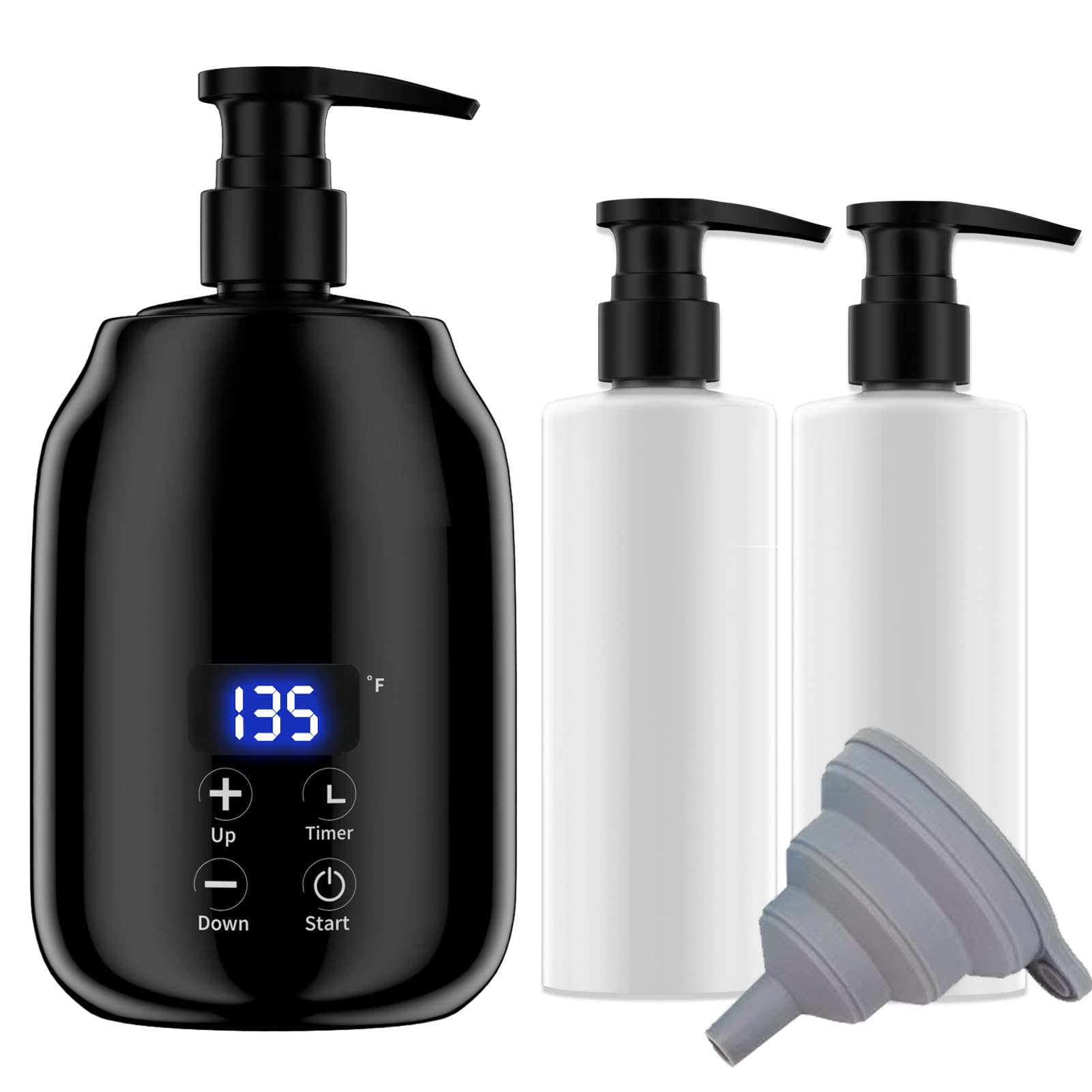Massageöl Wärmer für Spa Massageöl 2 Flaschen Spender und Lotion Wärmer LED Anzeige Gel Flaschenwärmer Massageöl Heizung für Salon Massageöl Flaschenwärmer (schwarz)