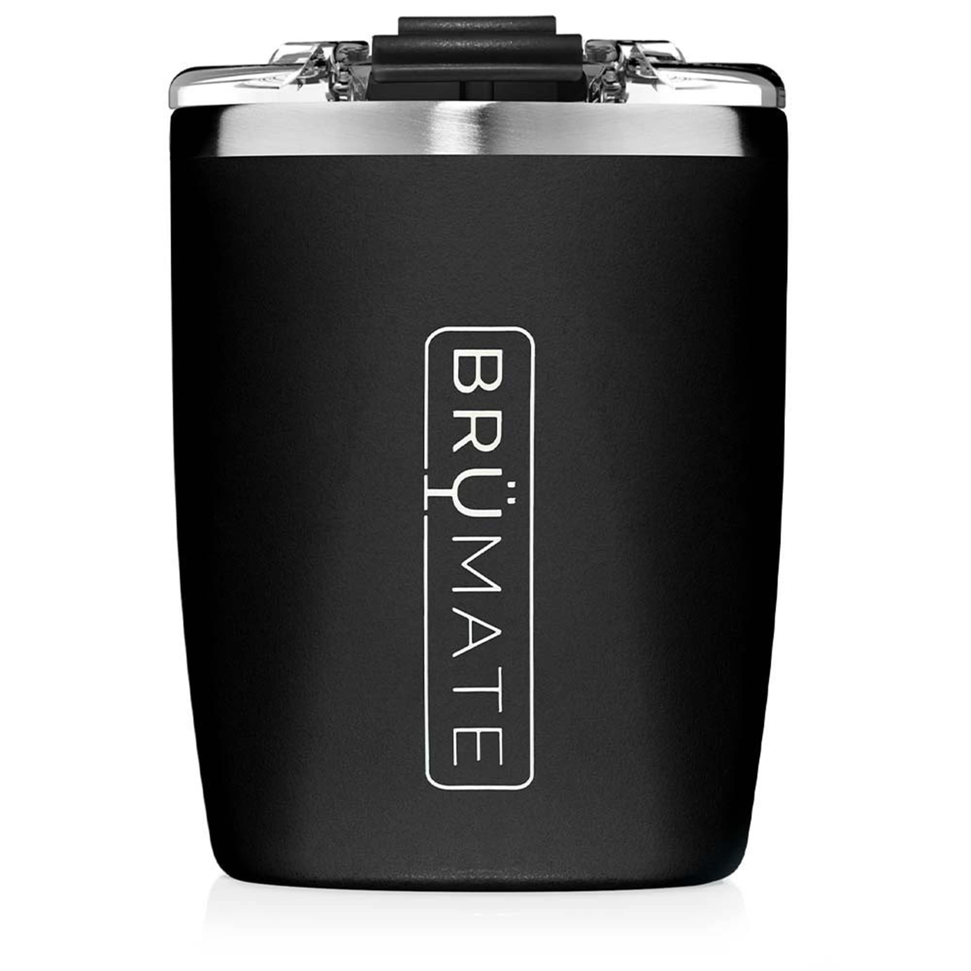 BrüMateRocks - 12oz 100% Leak-Proof Insulated Lowball Cocktail & Whiskey Tumbler - Double Wall Vacuum Stainless Steel - Shatterproof - Camping & Travel Tumbler & Cocktail Glass (Matte Black)