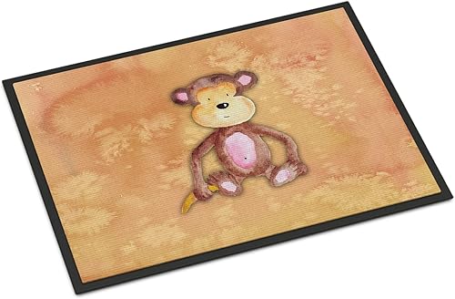Caroline's Treasures BB7380JMAT - Tapete de acuarela de mono de 24 x 36 pulgadas, para interiores y exteriores, para entrada, antideslizante,