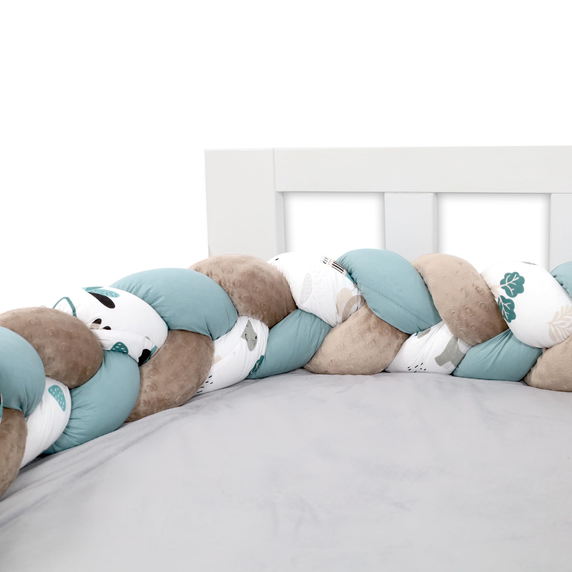 Totsy Baby Coussin Doudou Tressé 200 cm- Déco Chambre d'enfant Coton Moelleux Grand Format Tour de Lit Protection Bord Berceau Polyvalent Canapé Fauteuil Cadeau Naissance Bleu Afrique