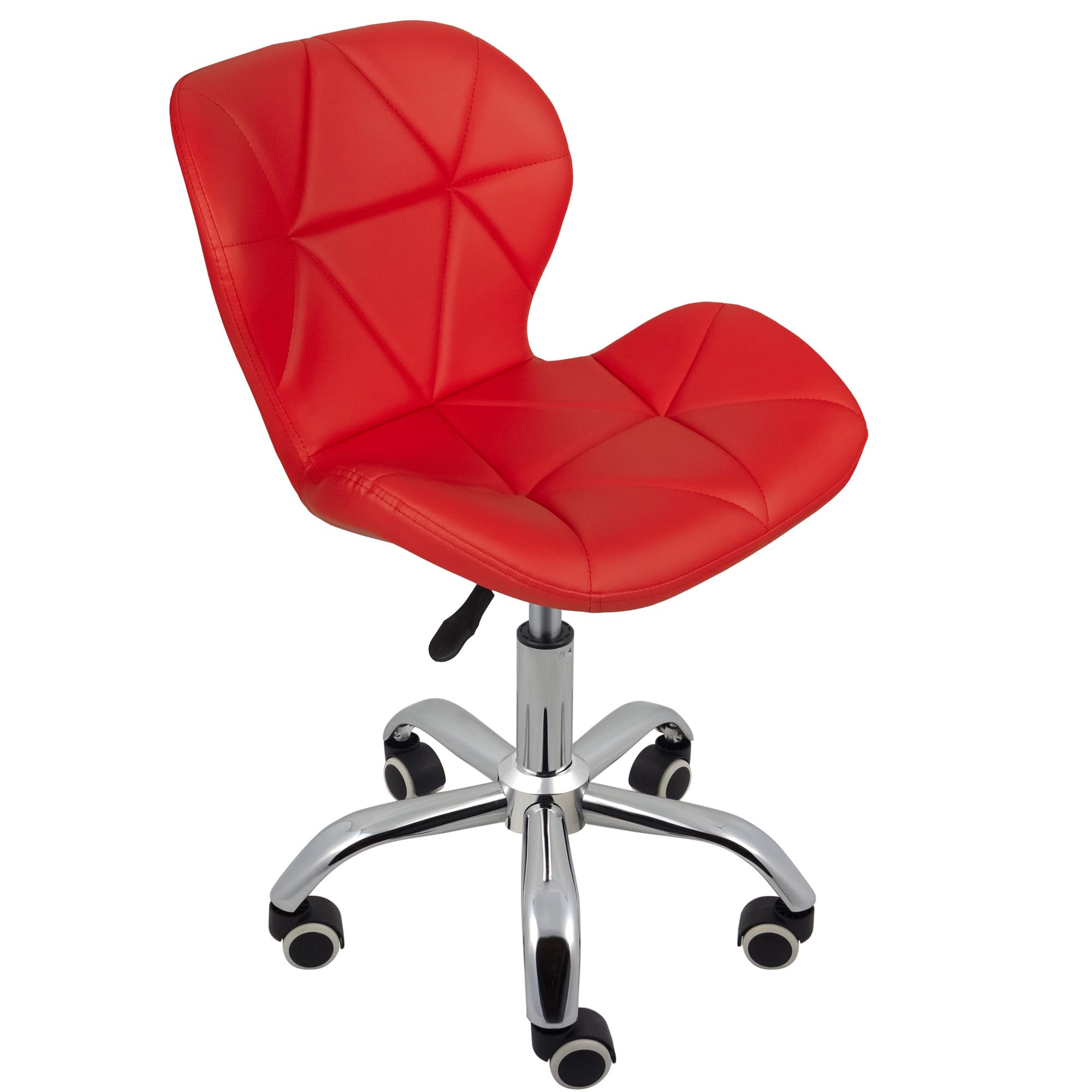 Charles Jacobs Home Office Swivel Computer Desk Chair with a Height Adjustable Chrome base and Wheels - Red PU — image 1
