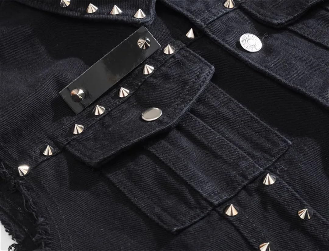 Gilet da uomo in denim strappato senza maniche giacca di jeans gilet da uomo gilet in cotone West Cowboy Hip Hop Rivet Streetwear