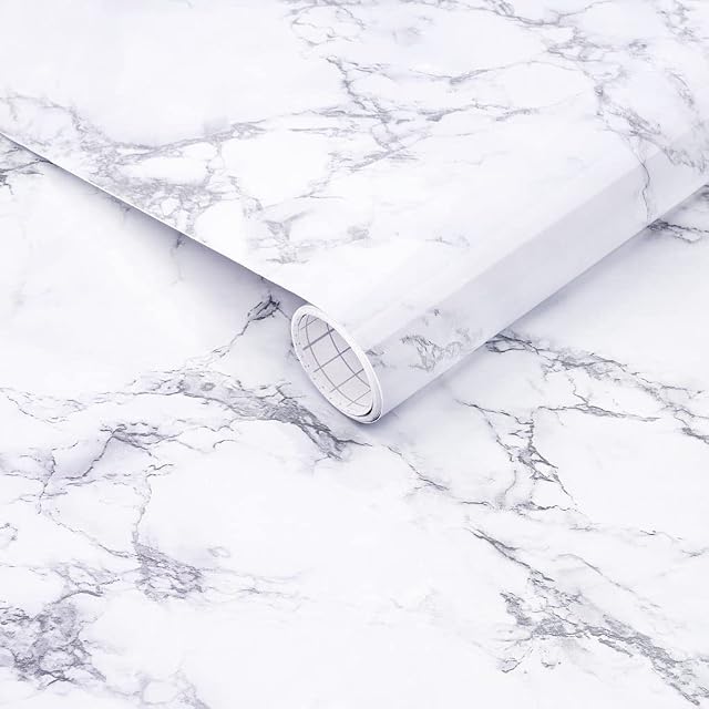 Arthome Marble Paper Self Adhesive Furniture Stickers,Adhesive Vinyl Film PVC Thicken Durable Waterproof,Marble Contact Paper for Kitchen Countertop Bathroom,43.5x254 cm