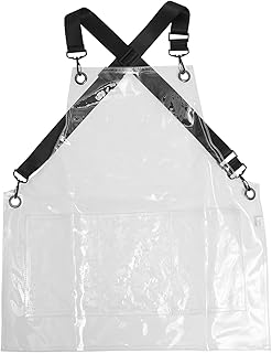 Salon Stylist Aprons Clear Apron Plastic Aprons Barber Apron Hair Stylist Transparent Apron Adjustable Cross Strap Work Apron for Women Men Plastic Apron Makeup Apron