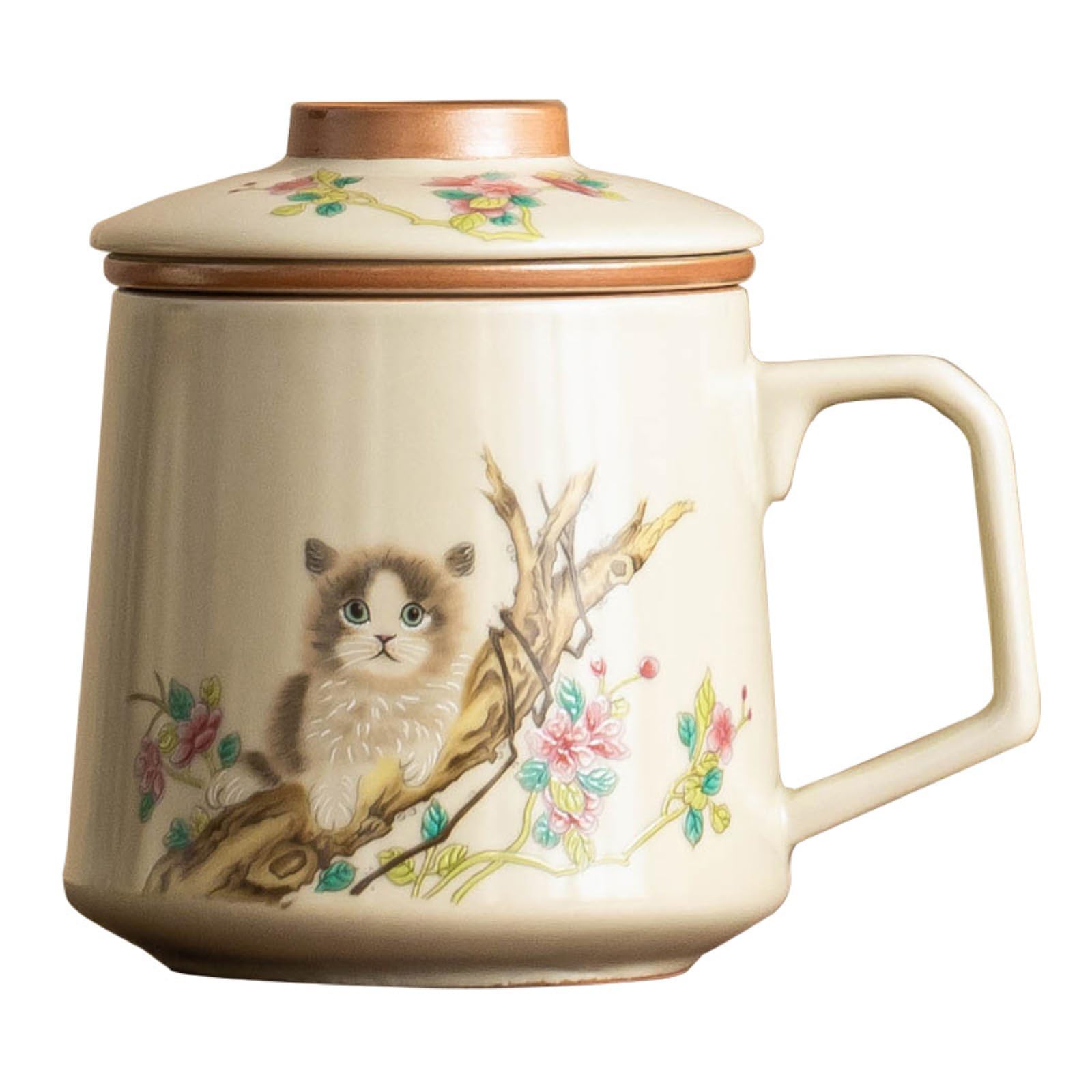 349 ml/326 g Ru piec ceramiczny kubek biurowy filiżanka do herbaty z pokrywką domowy odporność na wysoką temperaturę - kubek [przenośne pudełko] -349 ml