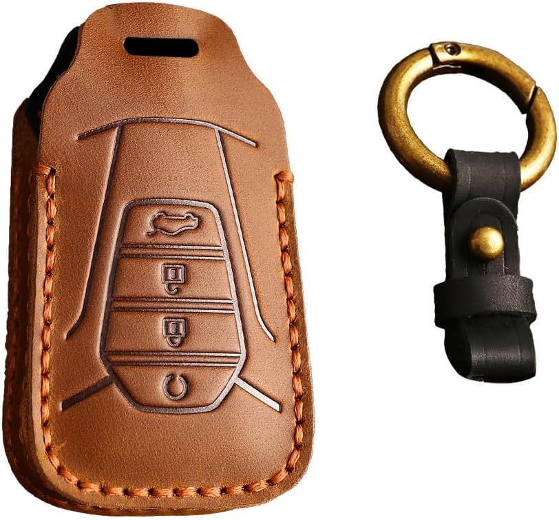 KUNIO Car Key Fob Cover Fit for Isuzu New MU-X X Series DMAX D-Max X-Terrain Keychain Leather Key Holder Key Cover 4 Button