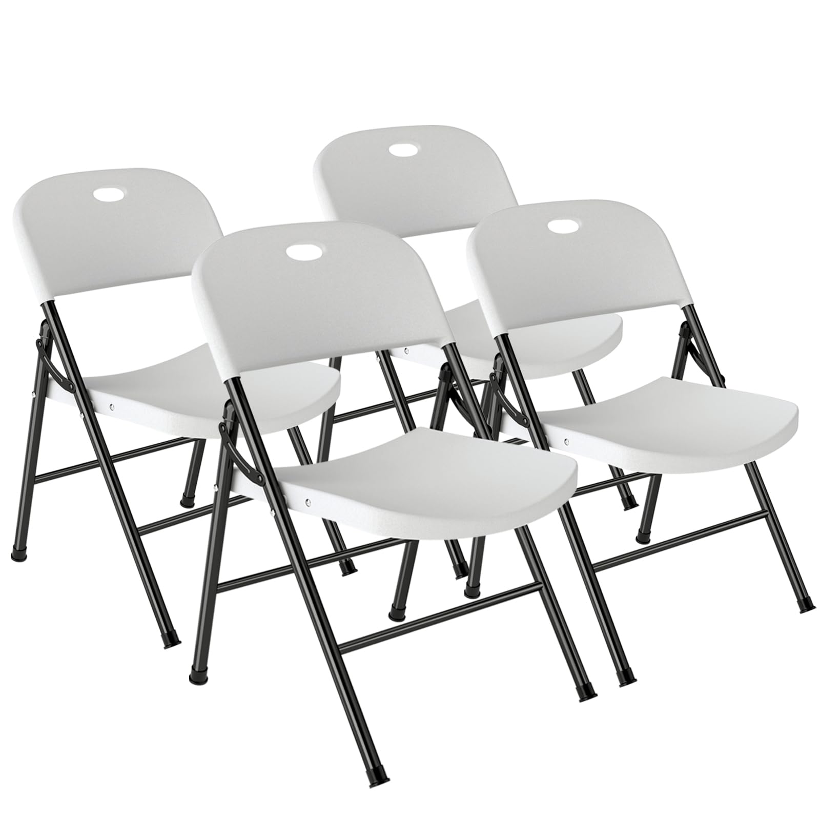 Klappstühle 4er set, Kunststoff Gartenstühle mit bequemer Rückenlehne und stabilem Stahlgestell, Klappstuhl für Heim und Büro, Stühle für Indoor und Outdoor Events, Balkonmöbel, Campingstuhl bis 180kg