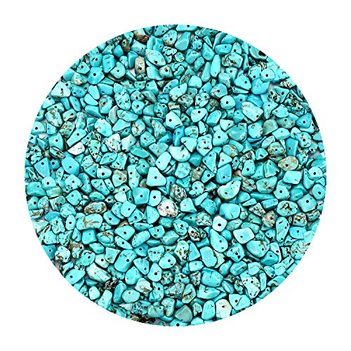 420PCS Chip Stone Beads Turquoise, Irregular Gemstones Healing Crystal Loose Beads Crushed Chunked Crystal Pieces with Plastic Box for Bracelet Jewelry Making DIY Art Crafts (Turquoise)