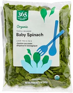 365 by Whole Foods Market Organic Baby Spinach, 5 oz - Fresh, Crisp, Pre-Washed Greens for Salads & Smoothies
