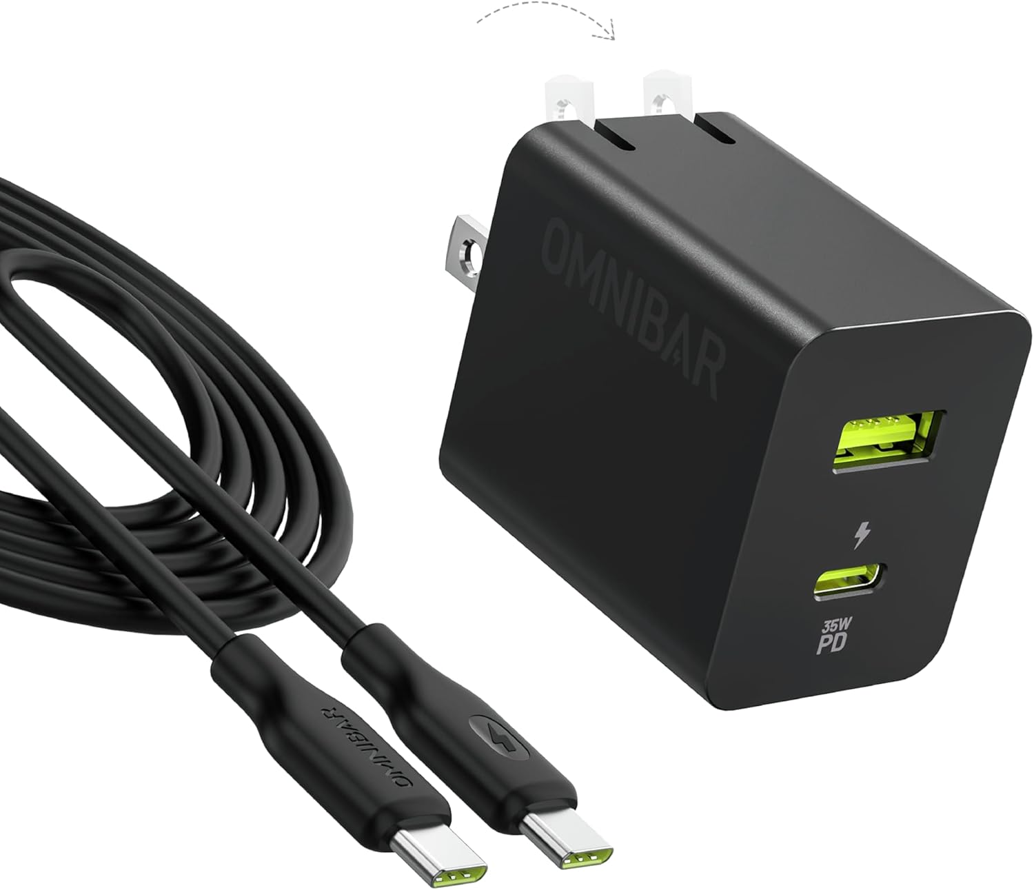 35W USB C Charger Block, 2-Port PD3.0 PPS Type C Wall Charger Fast Charging, Compact Foldable Power Adapter with USB C Cable for iPhone 17/16/15 Samsung Galaxy S25/S24 Pixel 10/9 iPad AirPods