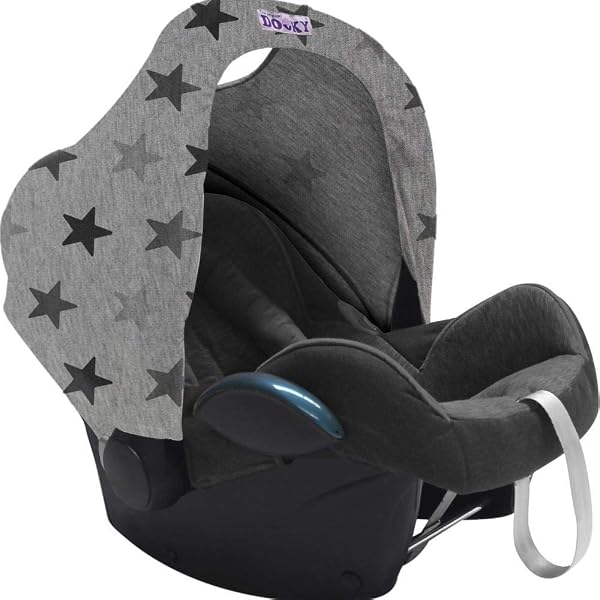 Dooky Hoody Cover for Baby Car Seat/ Pram/ Stroller/ Pushchair, Universal Fit, Protects from Sun, Wind and Light Rain, UPF 50+ UV Protection, Easy to Install and Wash, Plain Black - 4