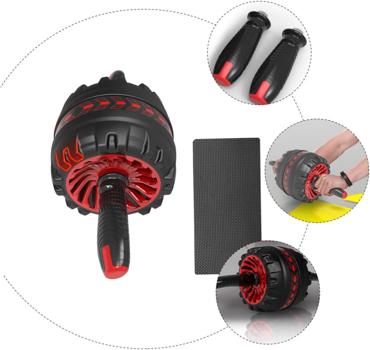 Ab Roller Wheel with Automatic Rebound, Double Exercise Fitness Roller for Abdominal Workout, Silent Mat Included, Home Gym Equipment for Core Strengthening