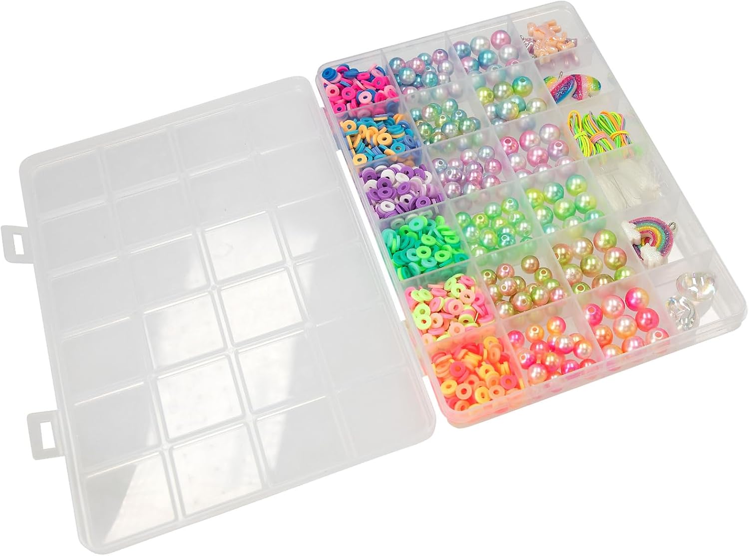 Depesche 13419 Ylvi DIY Rainbow Beads Set, 18 Beads Types in Rainbow Colours Including Pendants, for Creative Design of Bracelets and Necklaces