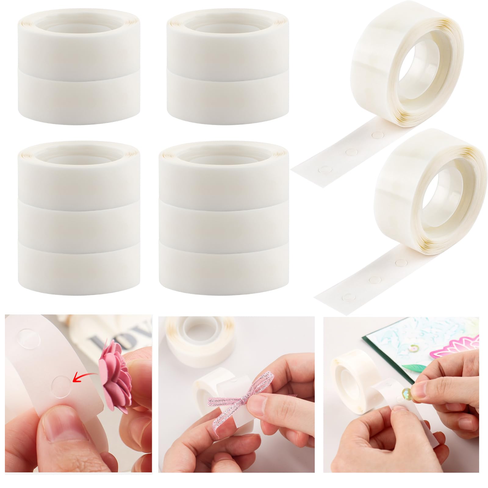 BAOFALI 3600 Pcs 1/8in (3mm) 12 Roll Ultra Thin Adhesive Dots,Clear Removable,Double Sided Stickers Permanent Sticky for Balloons Wedding Decoration