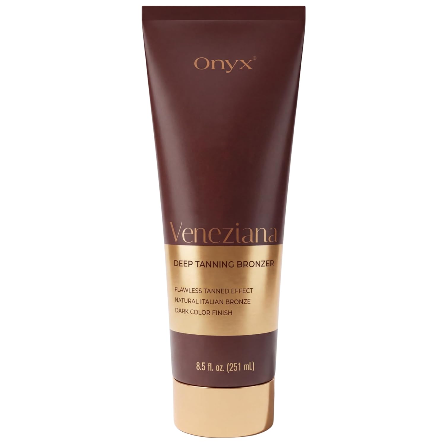 Onyx Veneziana Dark DHA Bronzing Lotion for Indoor Tanning Beds and Outdoor Use - Natural-Looking Color with Avocado Oil | Vitamin E and Berry Extracts | 8.5 Fl Oz