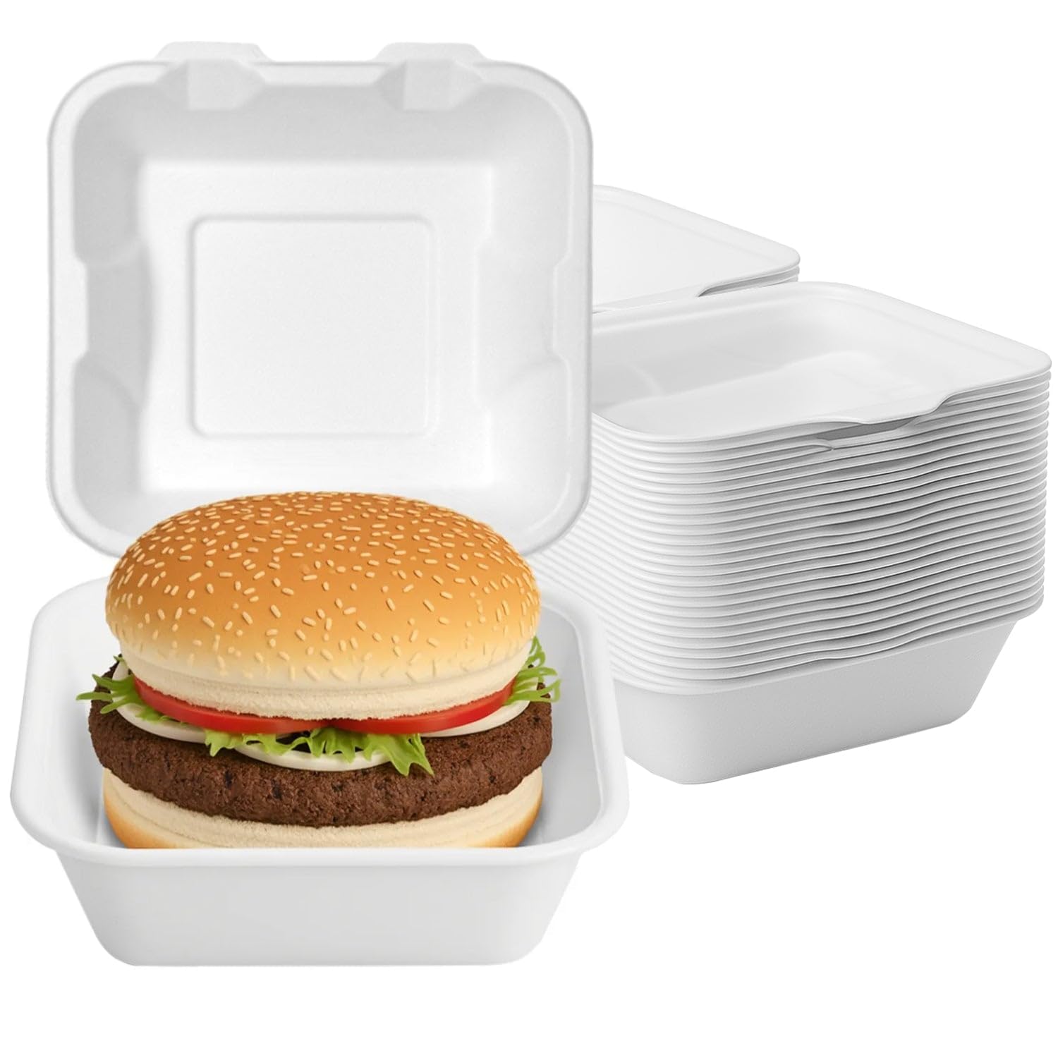 Cajas de hamburguesas que evitan derrames gracias al cierre de caña de azúcar fuerte