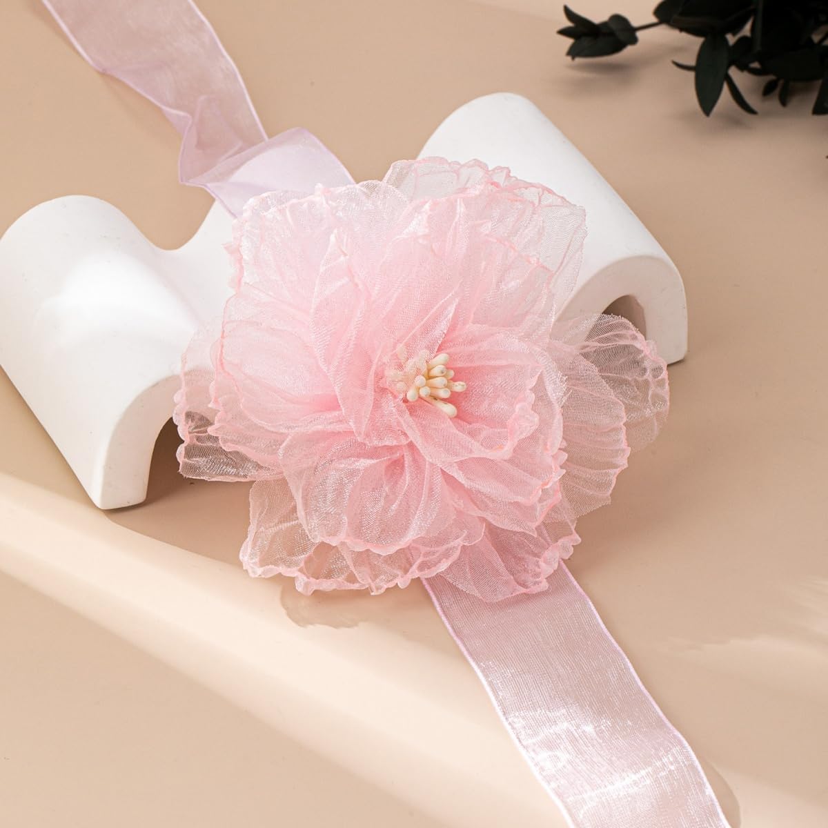 Kokoma Pink Camellia Necklace for Women Multi-Layer Lace Floral Choker Collar Tie Flower Choker Necklace Romantic Jewelry for Wedding Party - Image 5