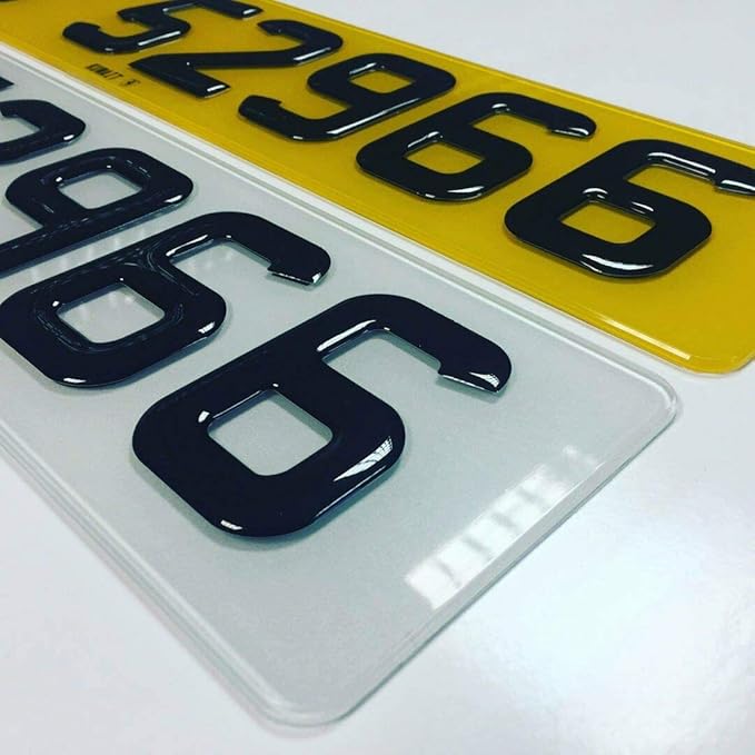 PAIR 4D Laser Cut Acrylic Road Legal Car Registration Number Plates